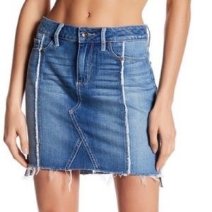 Paige Chiara Denim Mini Skirt Fringe Blue Jean 23